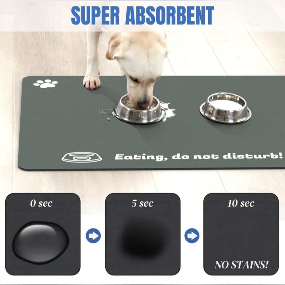 Large Pet Food Mat, 24" x 16" - Picture 2 of 4